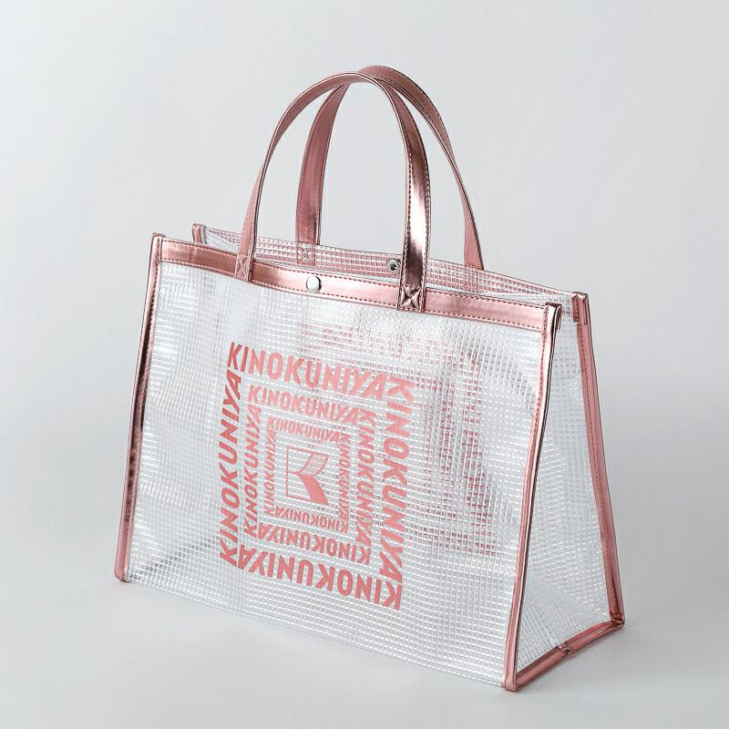 紀ノ国屋 クリアミディアムバッグ（ローズピンク）