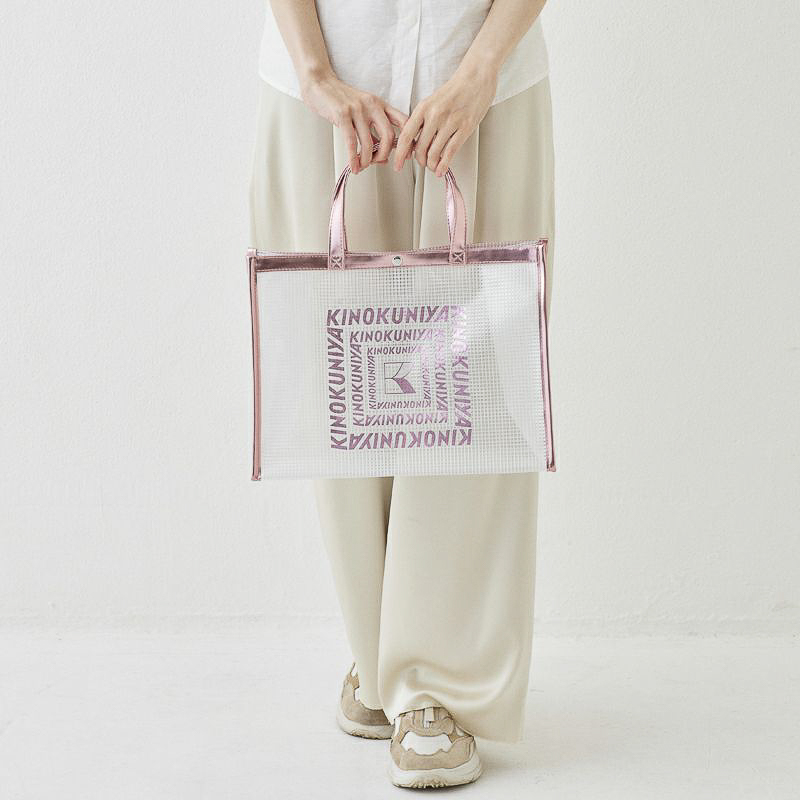 紀ノ国屋 クリアミディアムバッグ（ローズピンク）