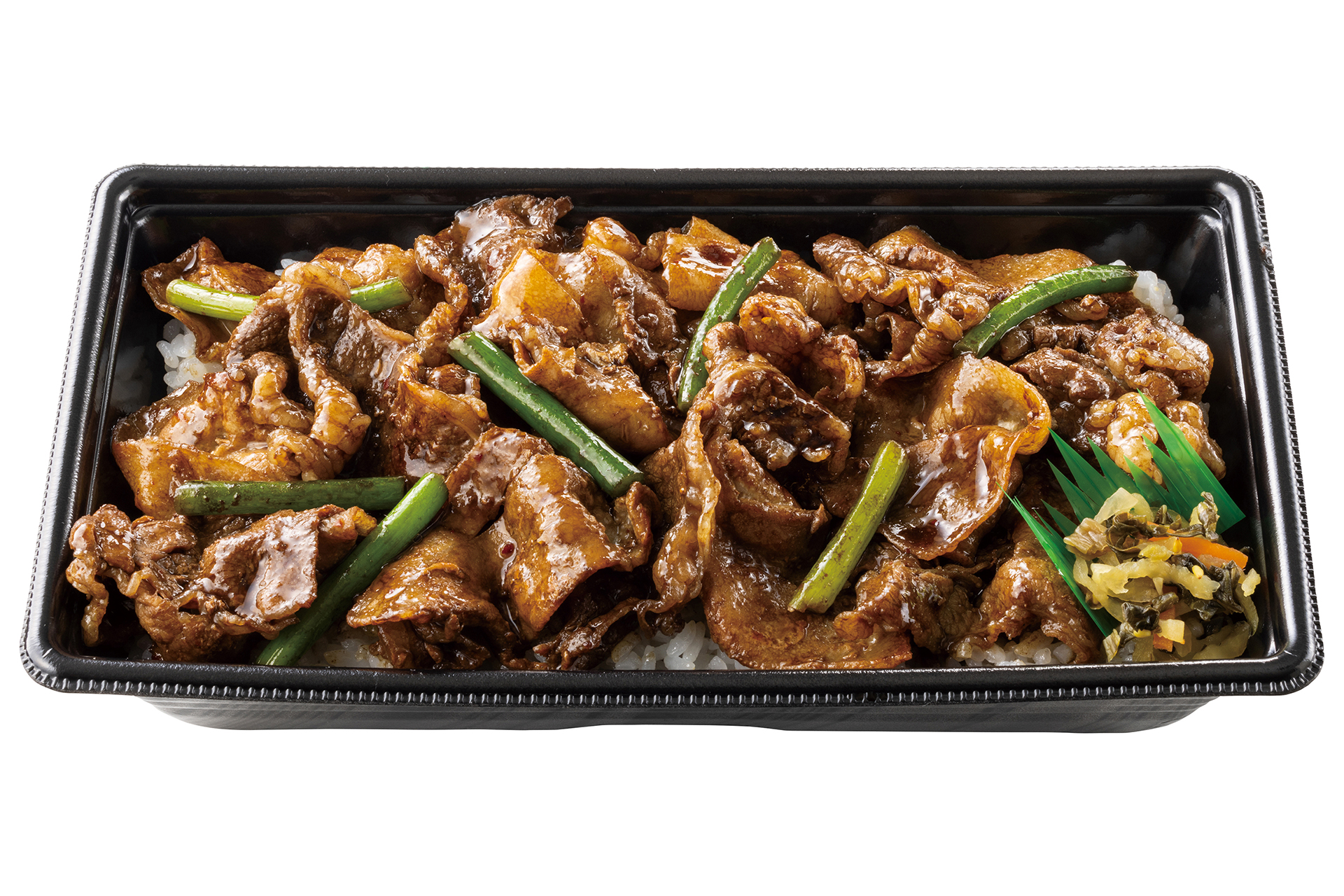 焦がし醤油と黒マー油香る 黒の牛豚ダブル焼肉重（890円）