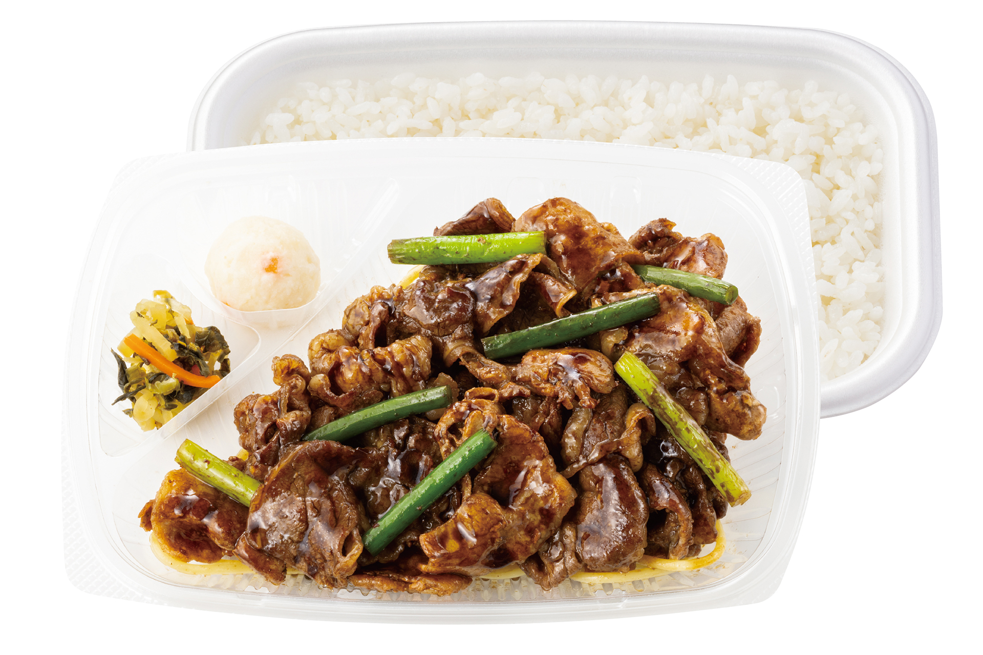 焦がし醤油と黒マー油香る 黒の牛豚ダブル焼肉弁当（950円）