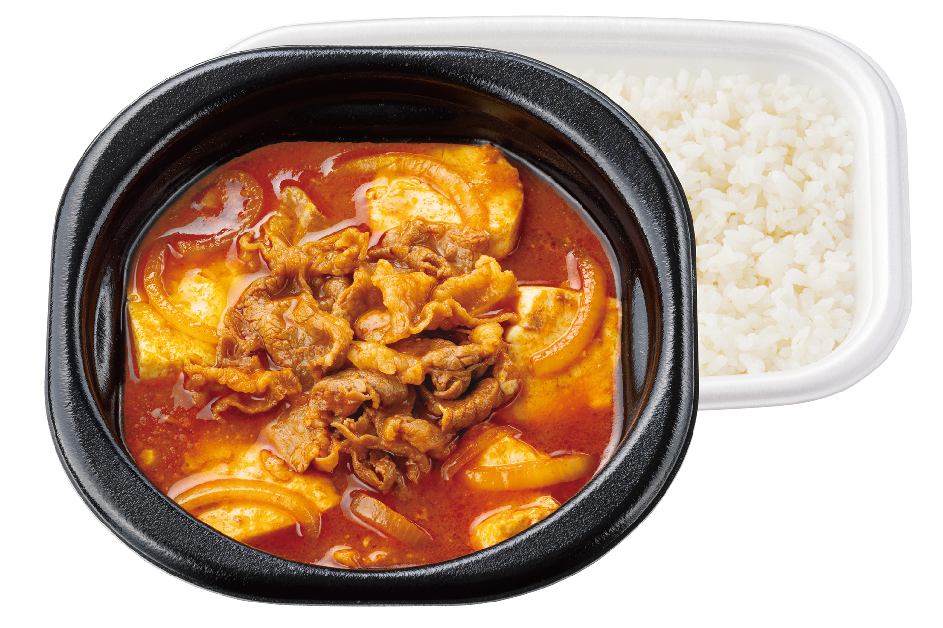 牛と魚介だしの旨味 赤の牛スンドゥブ弁当（750円）