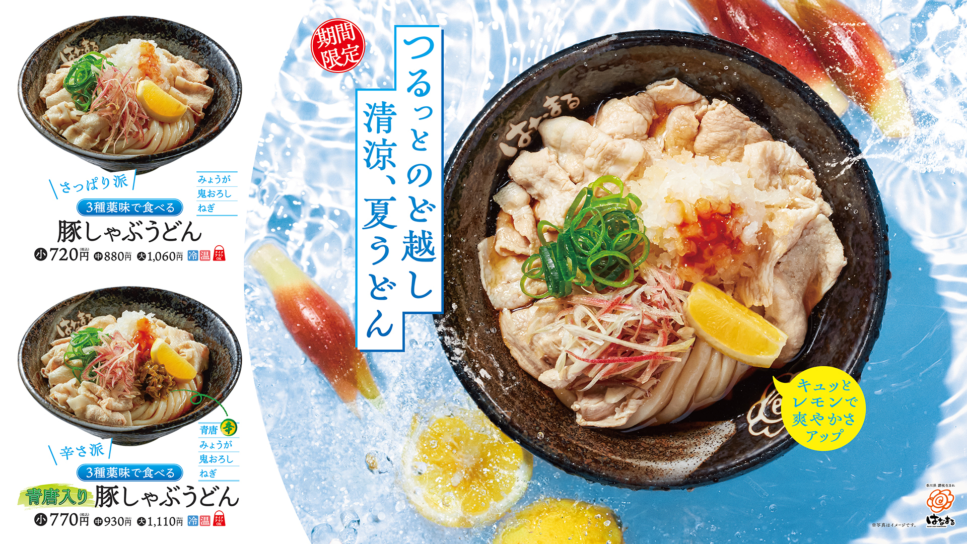 はなまるうどん「3種薬味で食べる 豚しゃぶうどん」