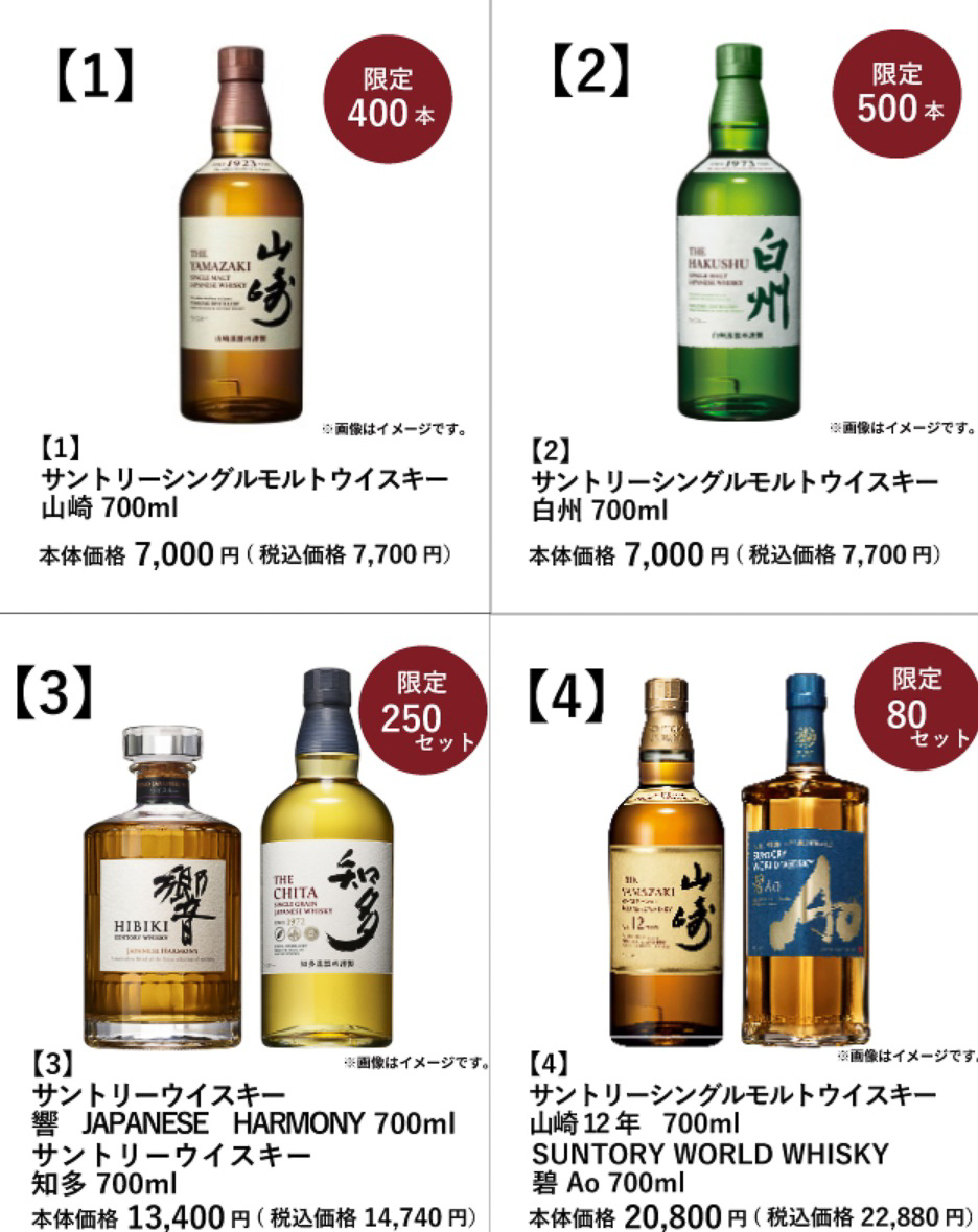 イオン・イオンスタイル「ウイスキー抽選販売」対象商品