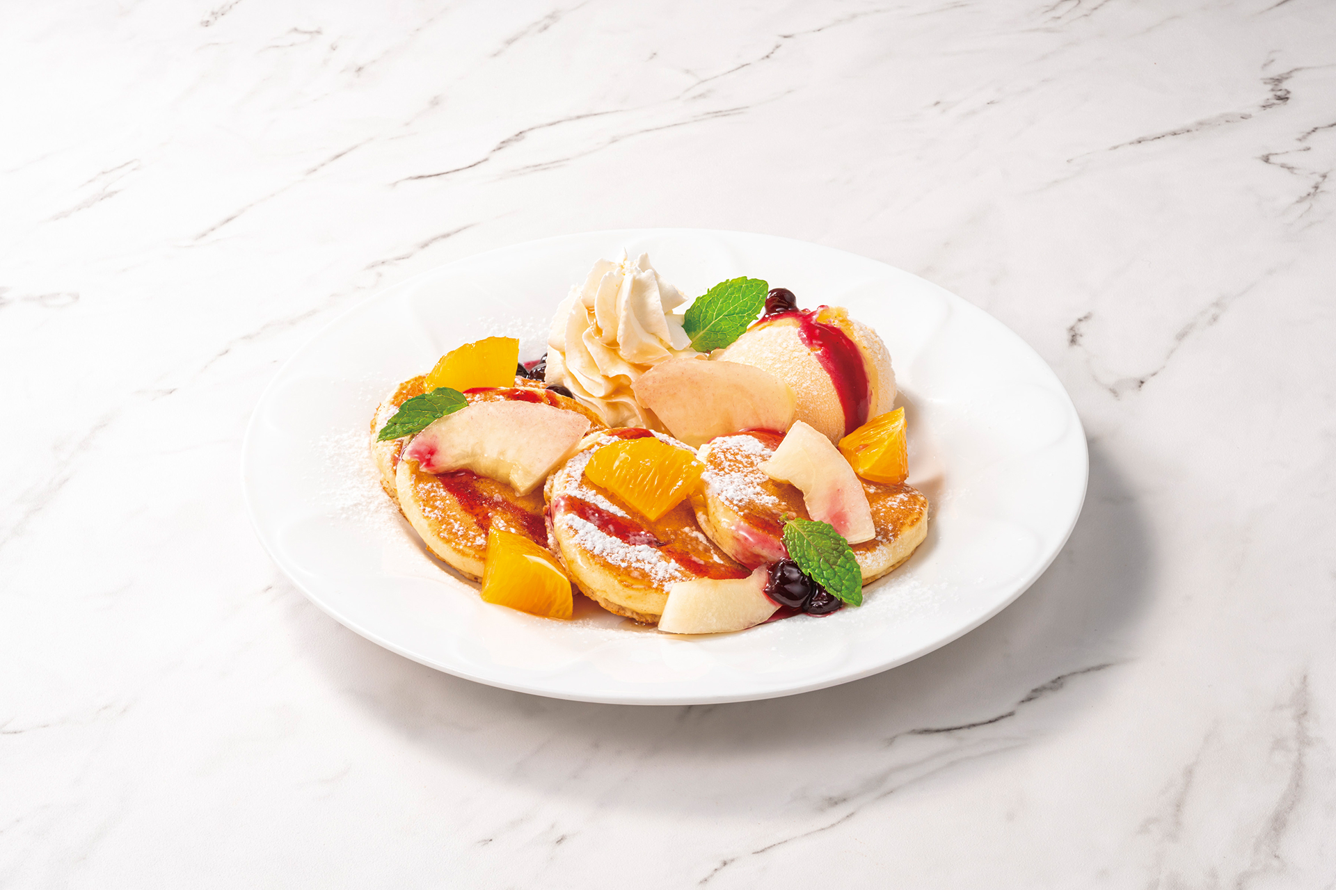 ガーデンパンケーキハーフ～桃（880円）