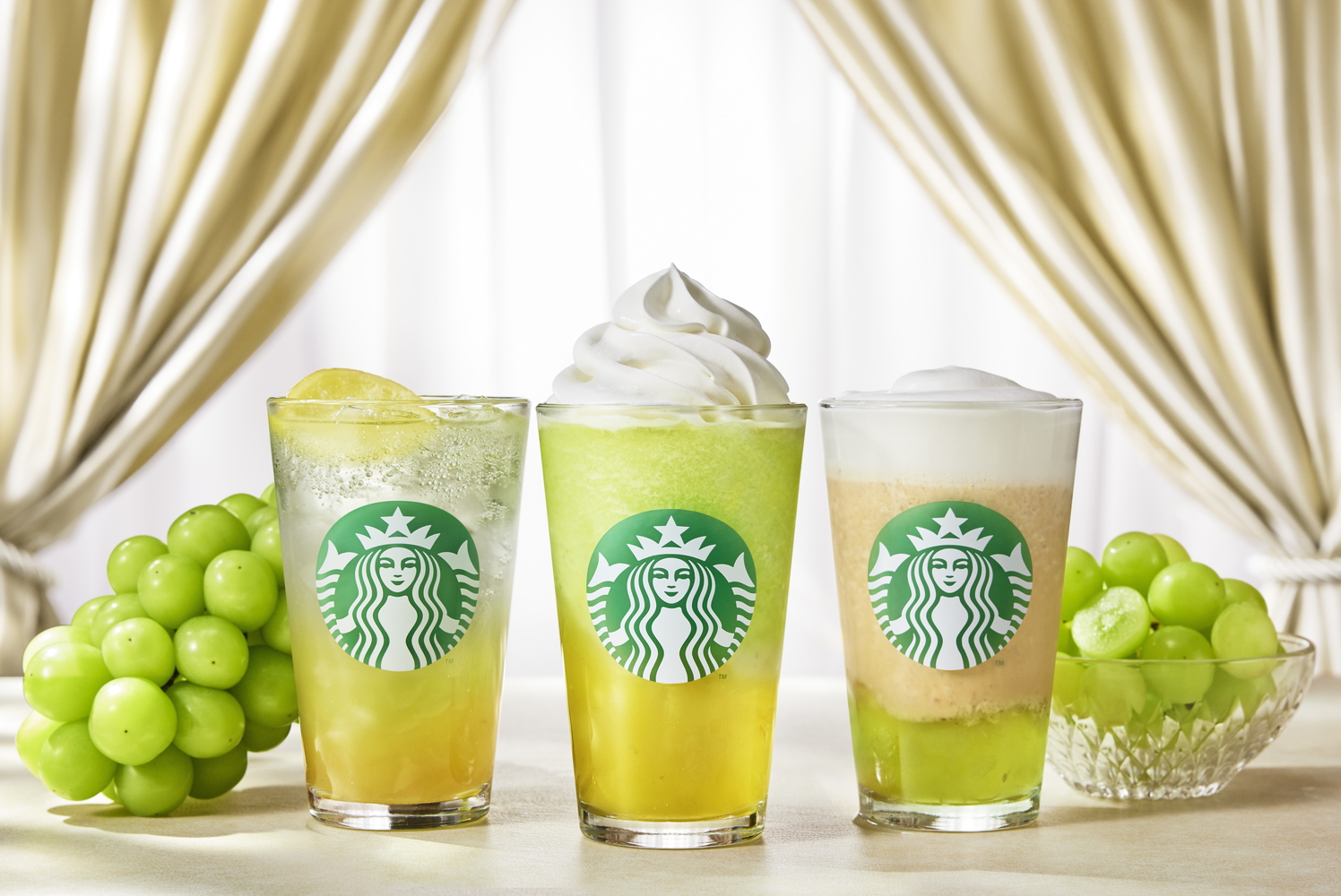 スターバックス「マスカット アールグレイ フローズン ティー」「グラン マスカット フラペチーノ」「チラックス ソーダ マスカット」