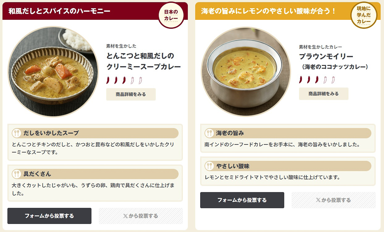 エントリーした8種のカレー