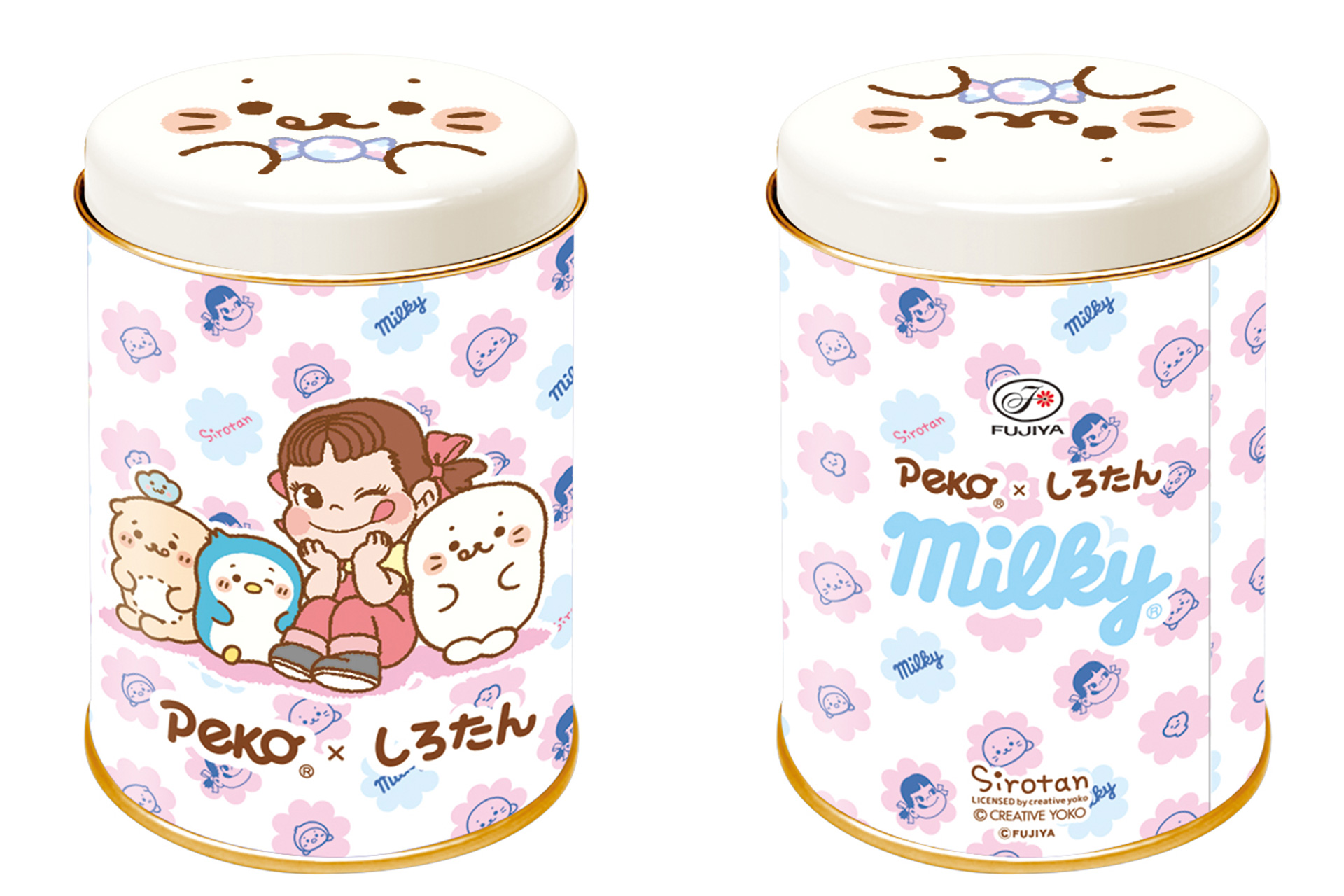 ミルキー缶 ペコちゃん×しろたんとお友だち