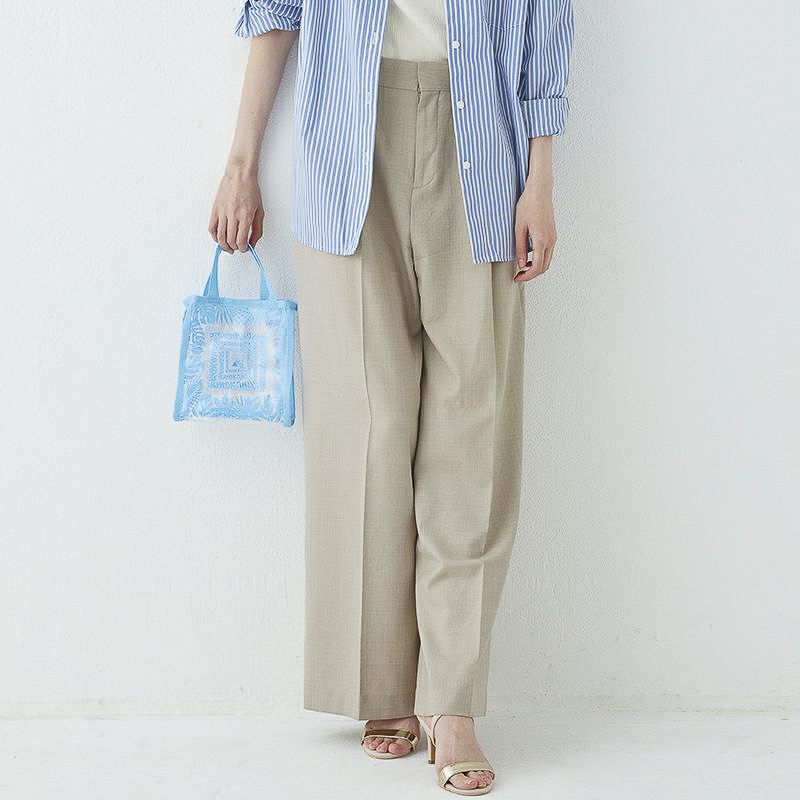 紀ノ国屋 モンステラ柄 ミニクリアトート（ライトブルー）