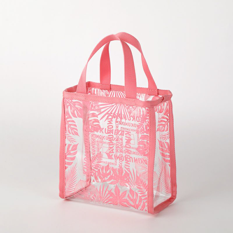紀ノ国屋 モンステラ柄 ミニクリアトート（ピンク）