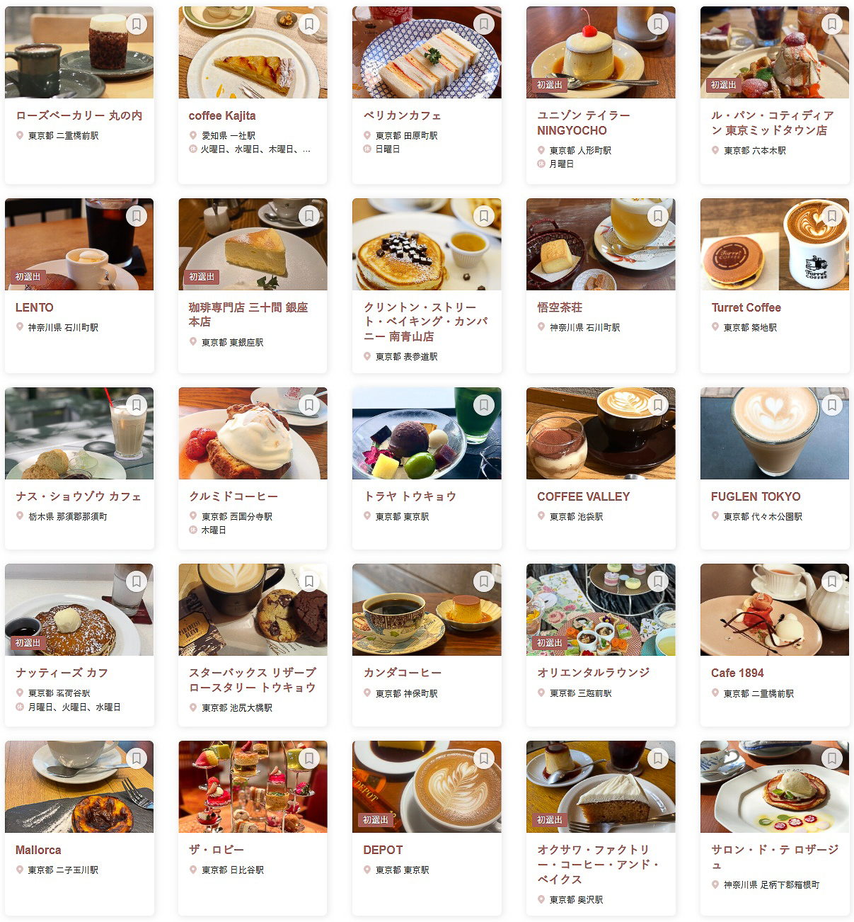 「食べログ カフェ 百名店 2025 EAST」に選ばれた100店