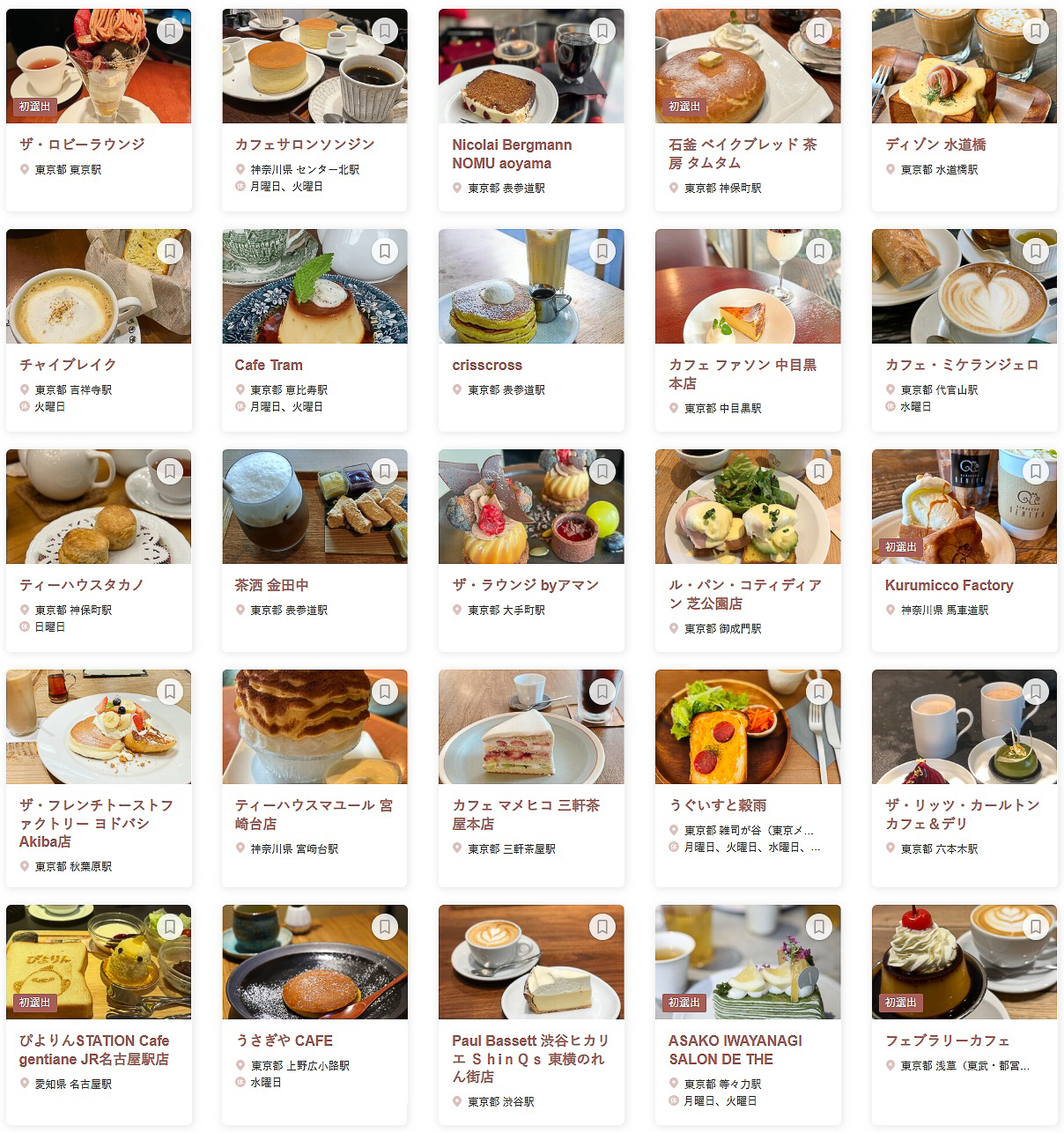 「食べログ カフェ 百名店 2025 EAST」に選ばれた100店