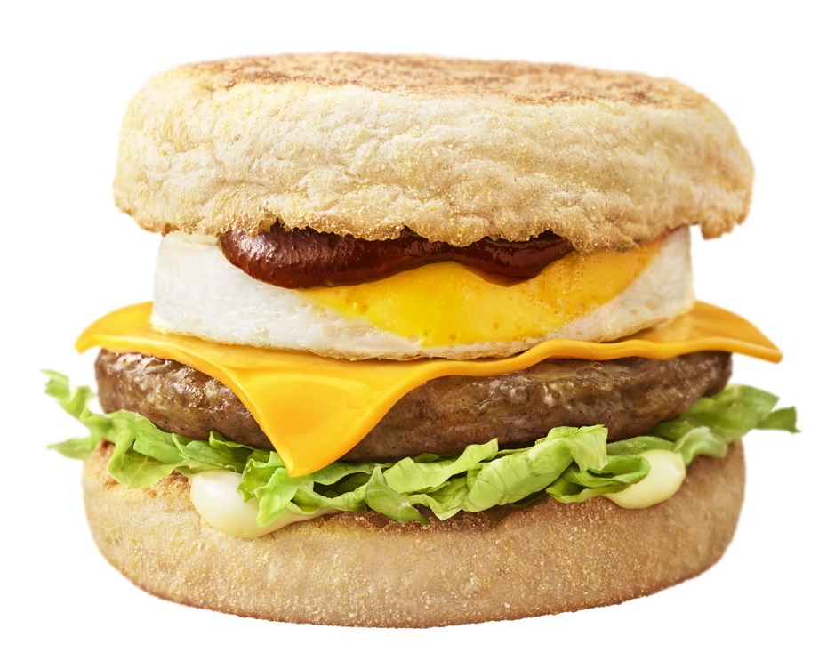 「チーズロコモコマフィン」（単品 430円～、バリューセット 630円～/コンビ 490円～）