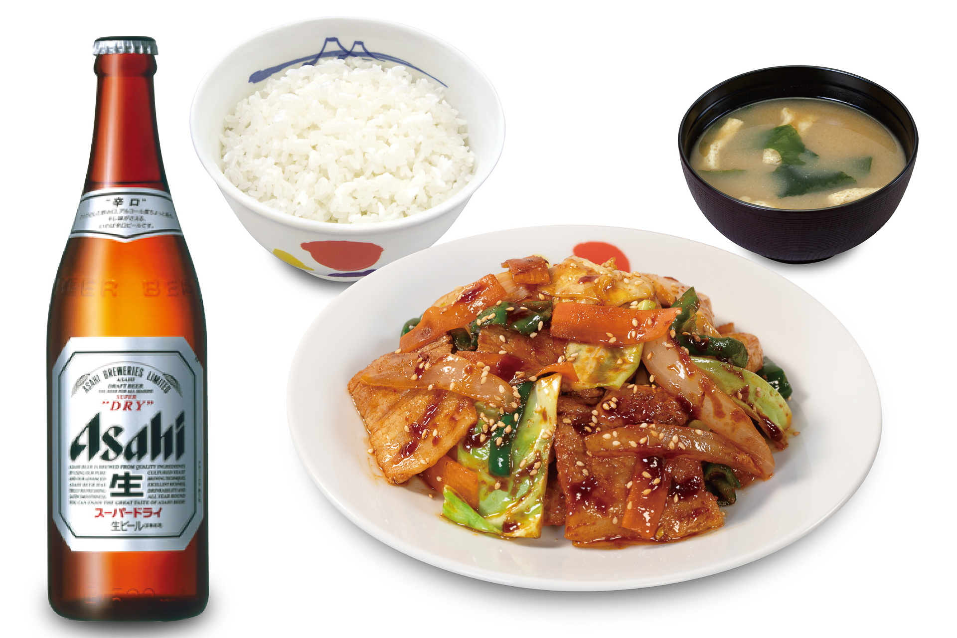 「回鍋肉定食ビールセット」（1260円←通常1350円）