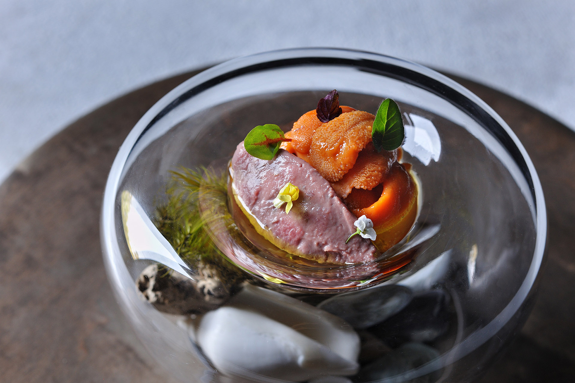 冷前菜「雲丹と鹿肉のアンティパスト」