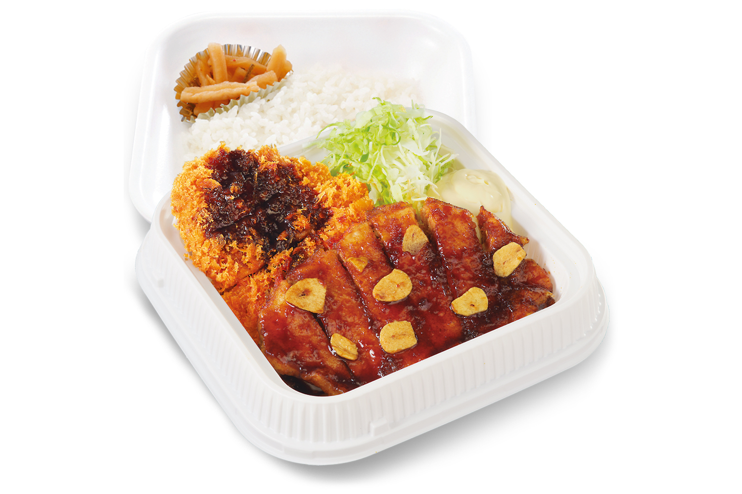 トンテキとチキンカツの合い盛り弁当