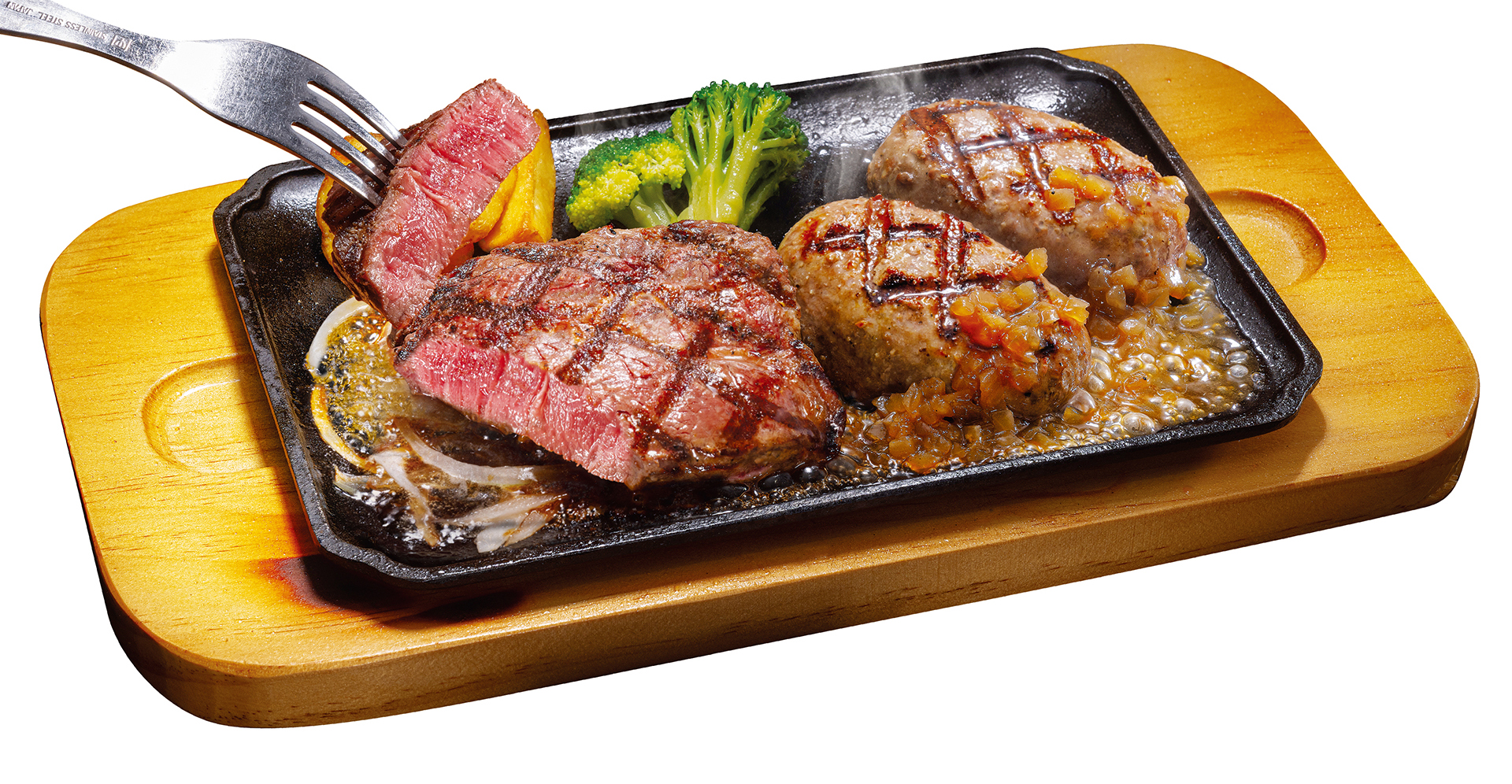 「リブロースステーキ＆大俵ハンバーグ」（150g 2739円、200g 2805円、250g 3025円）