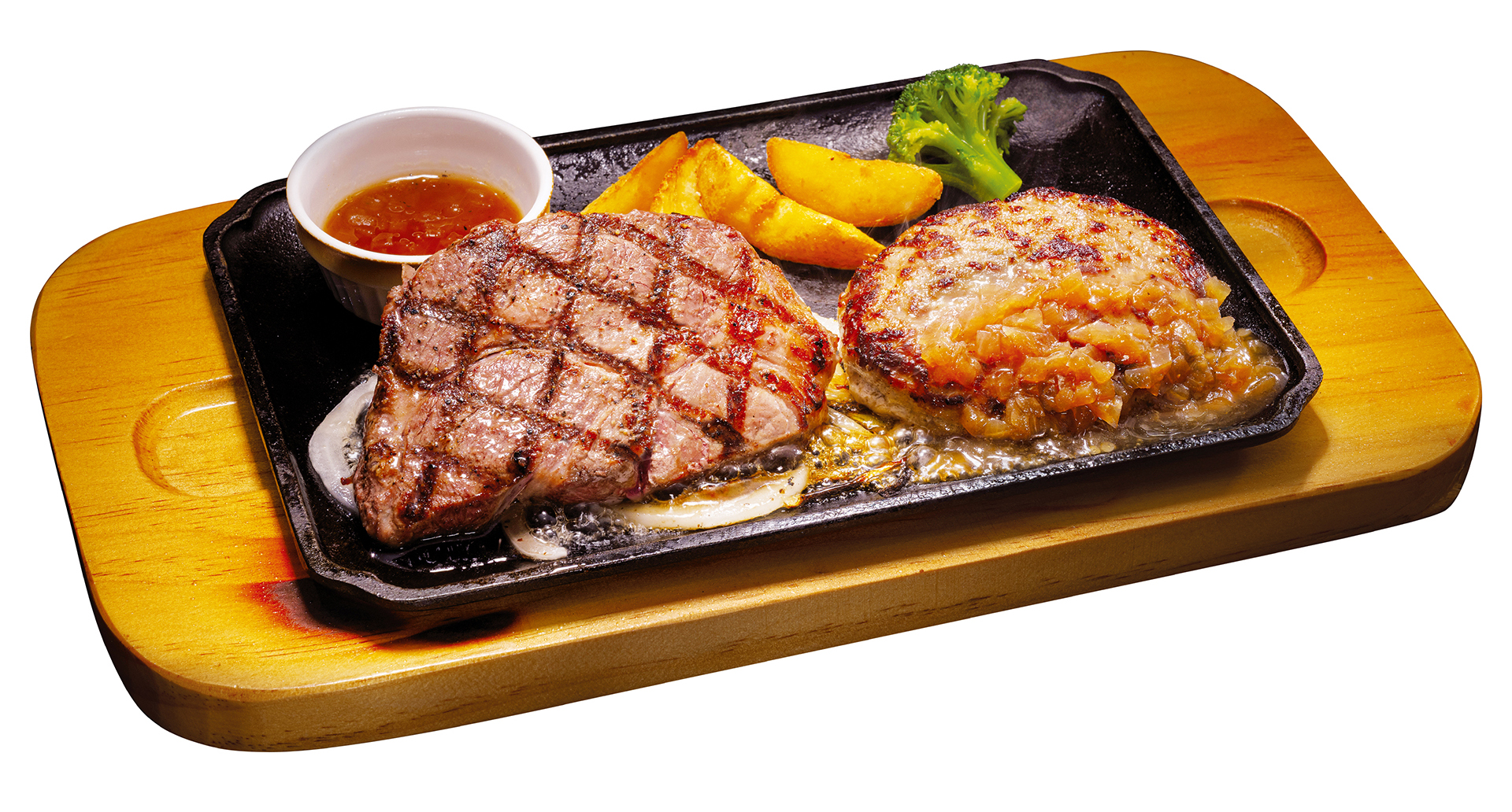 「リブロースステーキ（150g）＆手ごねハンバーグ」（2519円）