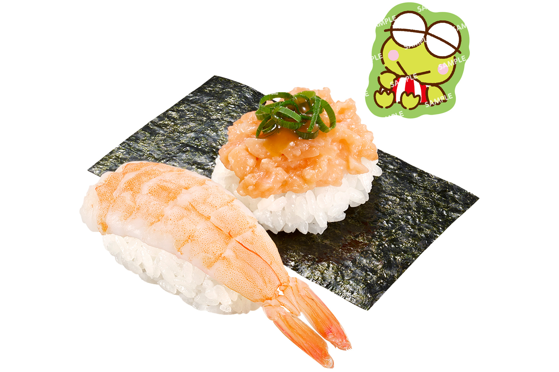 えび・サーモンたたき包み はぴだんぶいコラボ限定ピック付き（220円～）