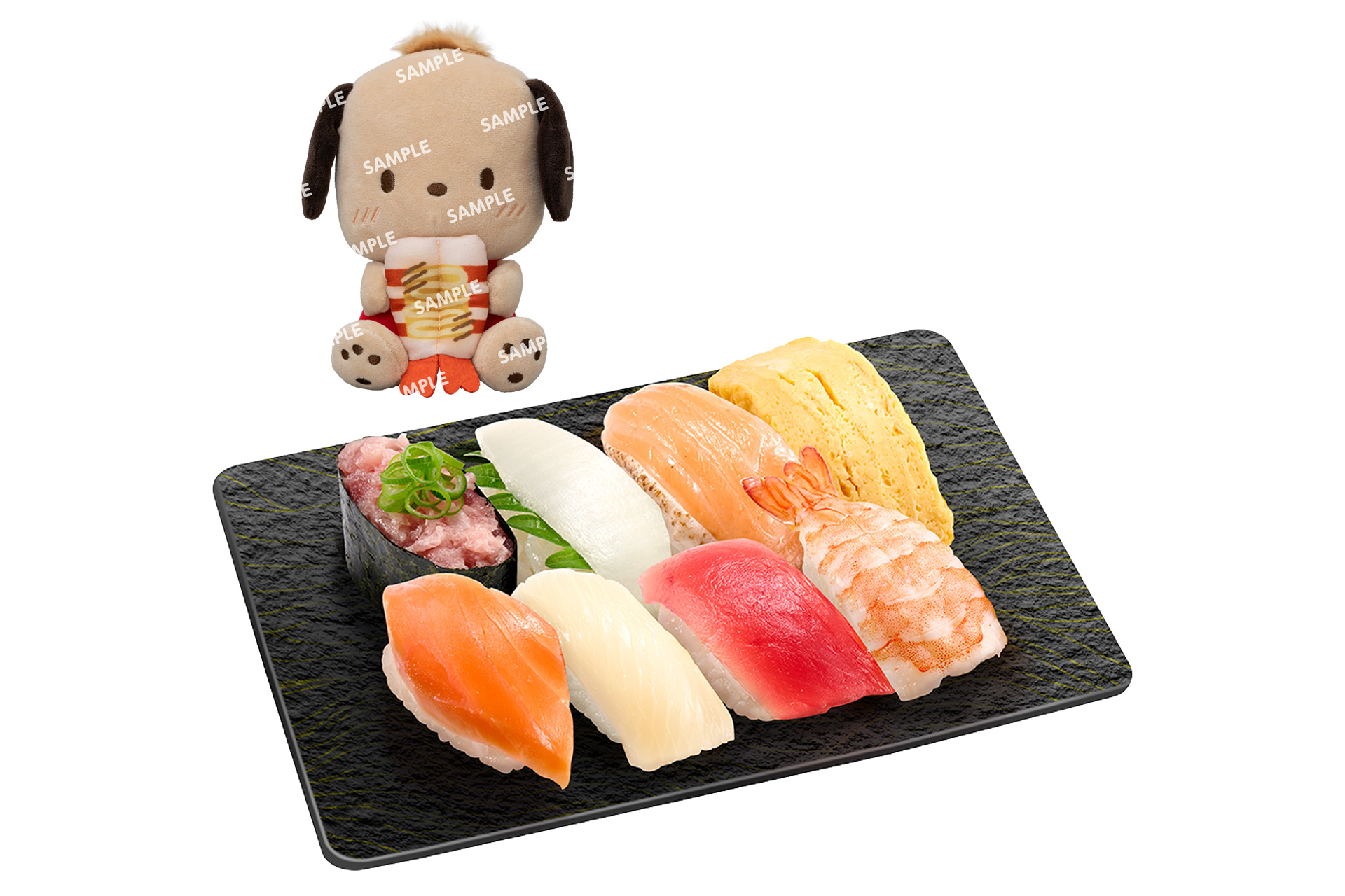 「はぴだんぶいコラボセット8貫（1人前） コラボ限定ぬいぐるみ付き」（2680円～）