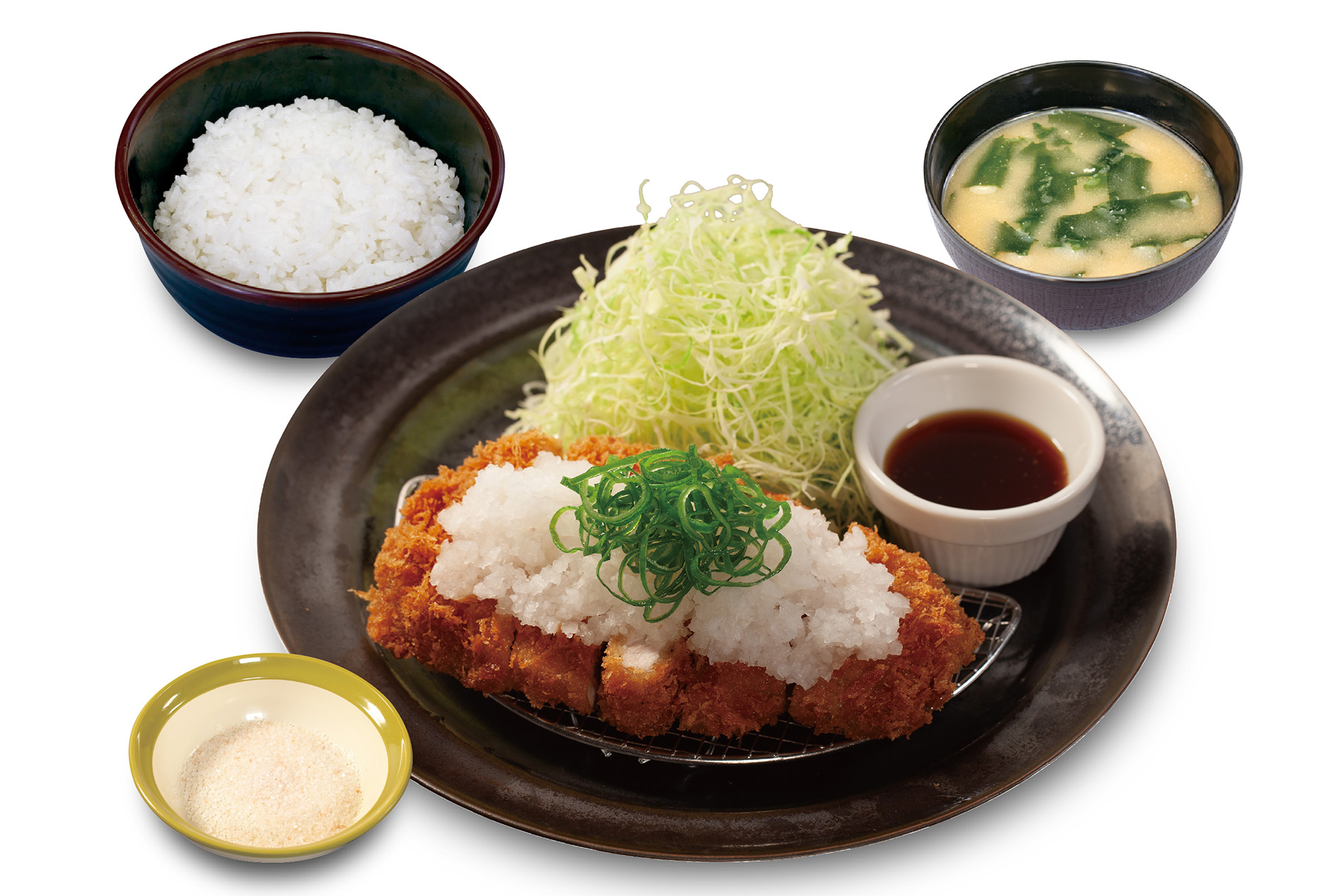 国産 麦小町鬼おろしポン酢ロースかつ定食（1190円）