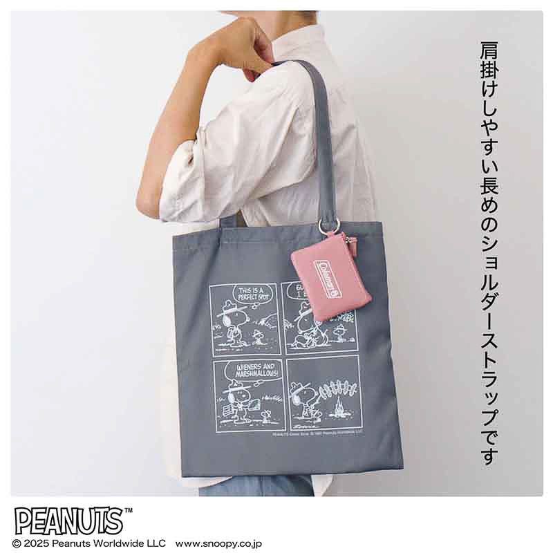 SNOOPY［スヌーピー］/Coleman［コールマン］両A面トートバッグ＆キーチェーン付きコインケース