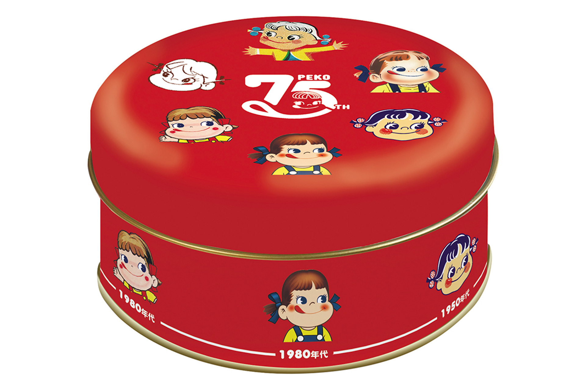 「ミルキー缶（ペコちゃん75thデザイン）」（825円）