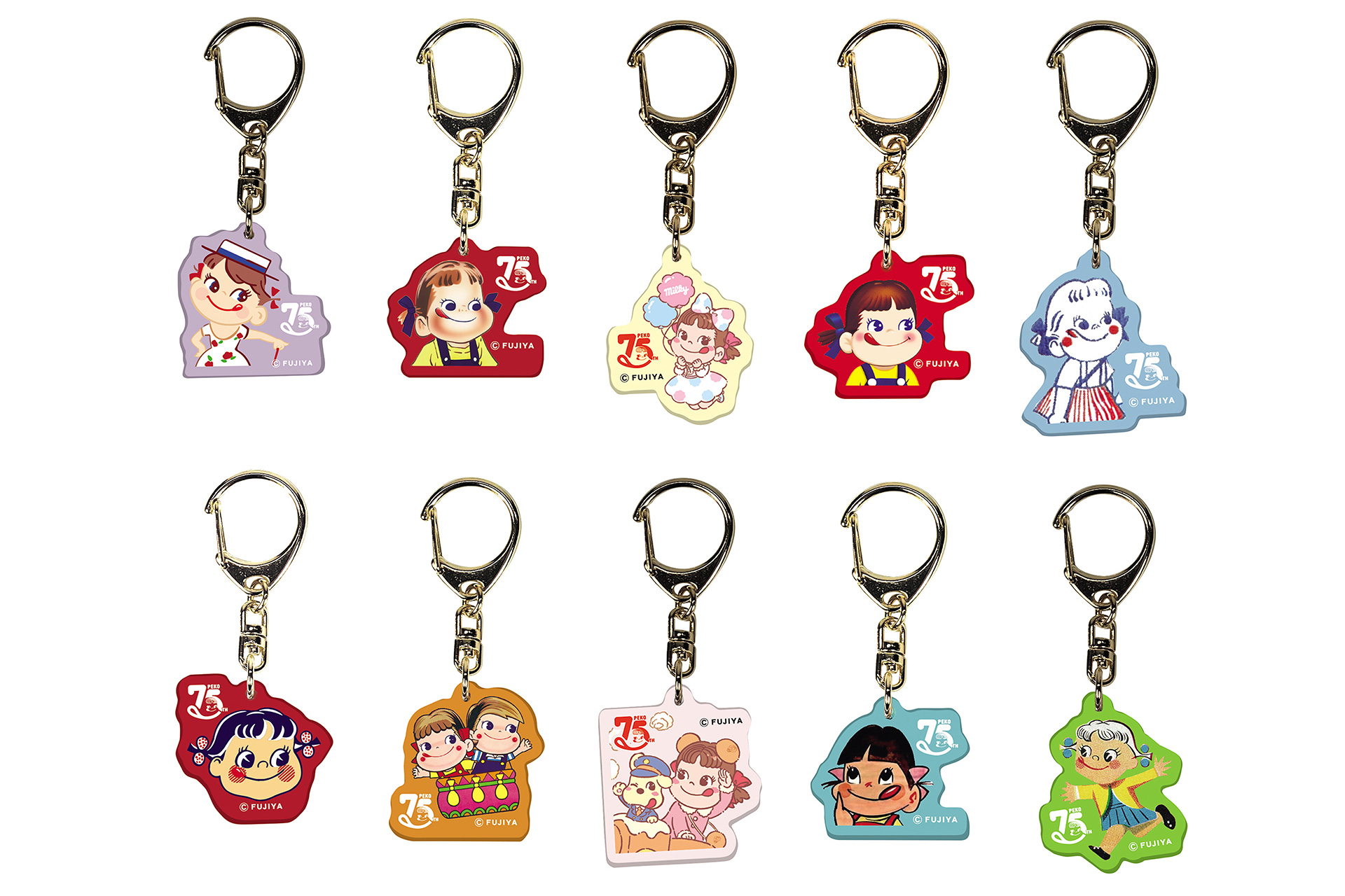 「アクリルチャーム（ペコちゃん75thデザイン）」（1個660円）