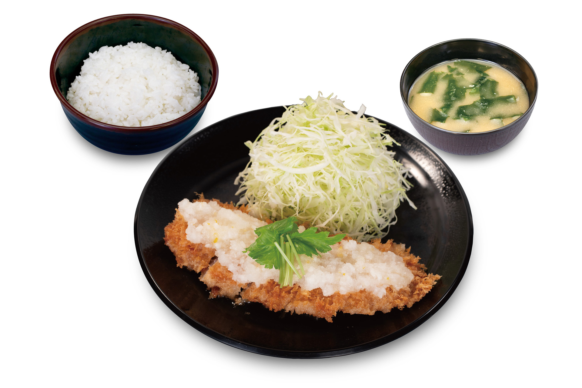 「旨塩ゆずおろしの豚バラ重ねかつ定食」（890円）