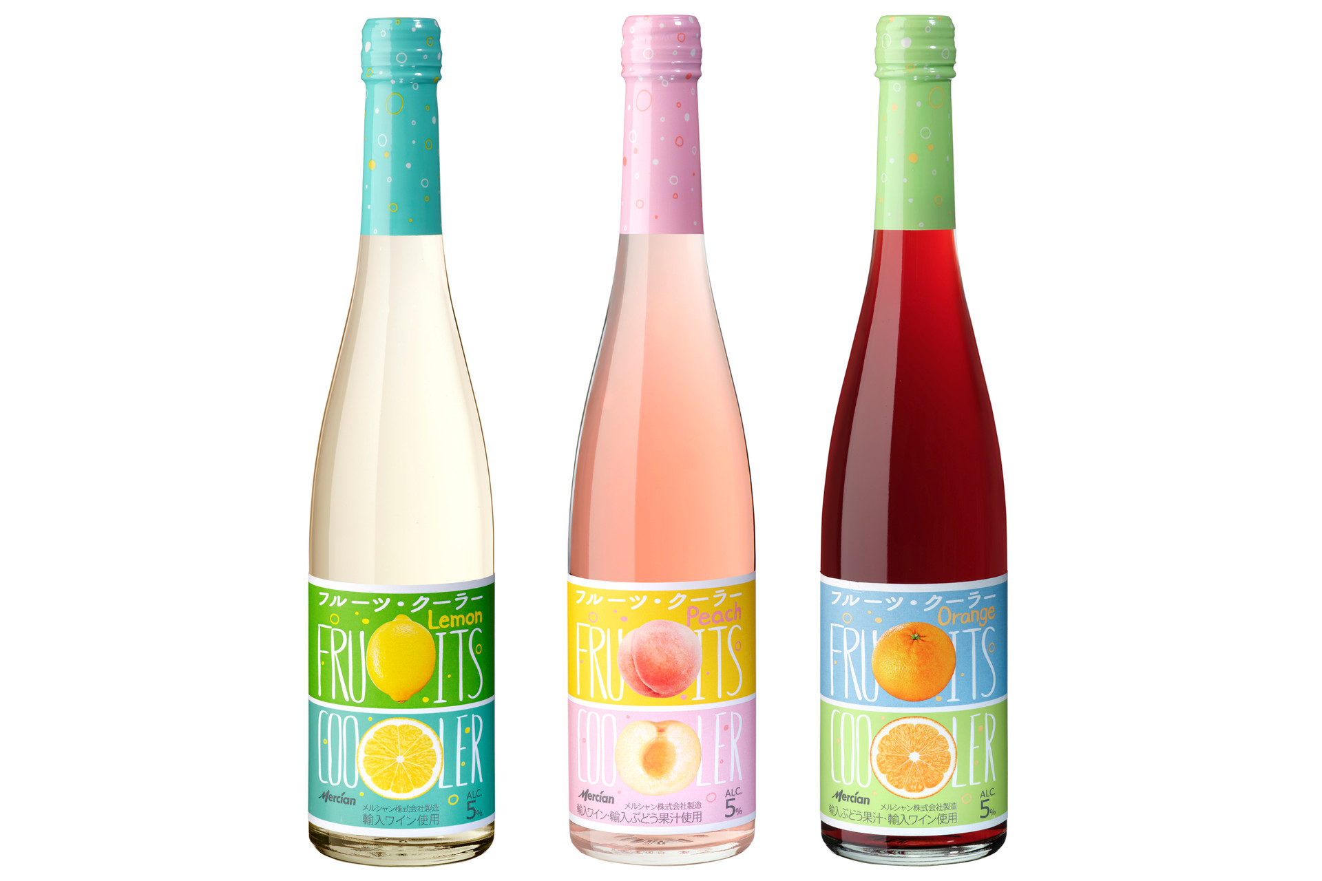 メルシャン「フルーツ・クーラー レモン/ピーチ/オレンジ」