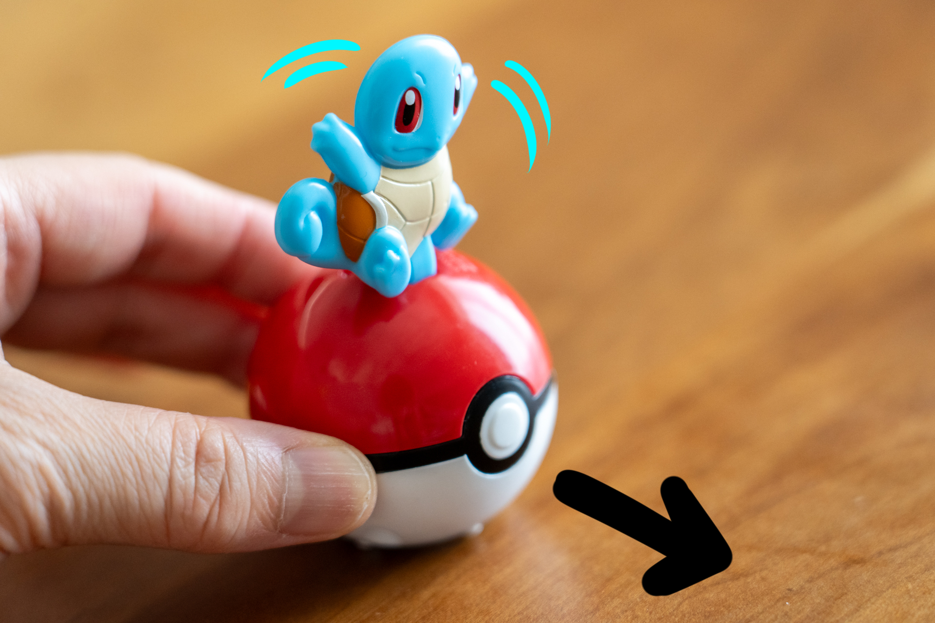 滑らせると前後にゼニガメが動く