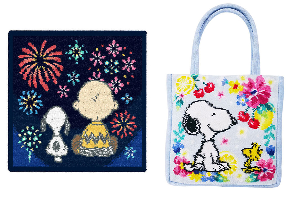 PEANUTS×フェイラー、花火を見ているスヌーピーとチャーリー