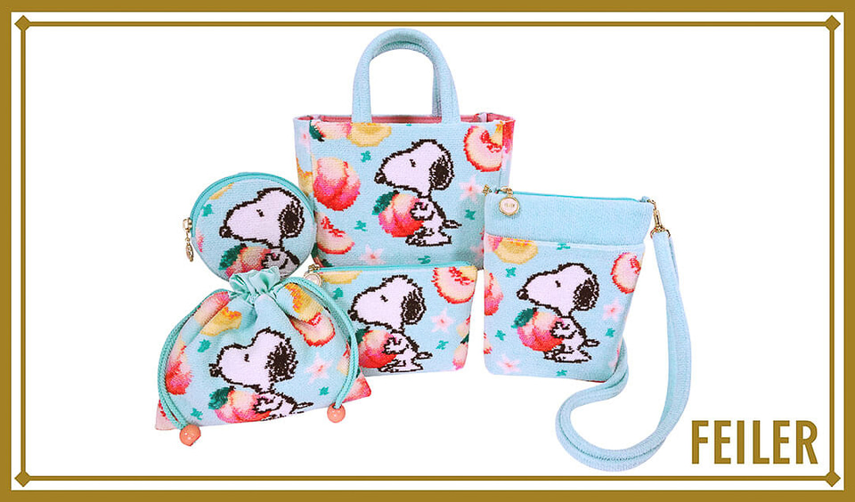 PEANUTS×フェイラー、ピーチを抱いた“スヌーピー”がかわいい