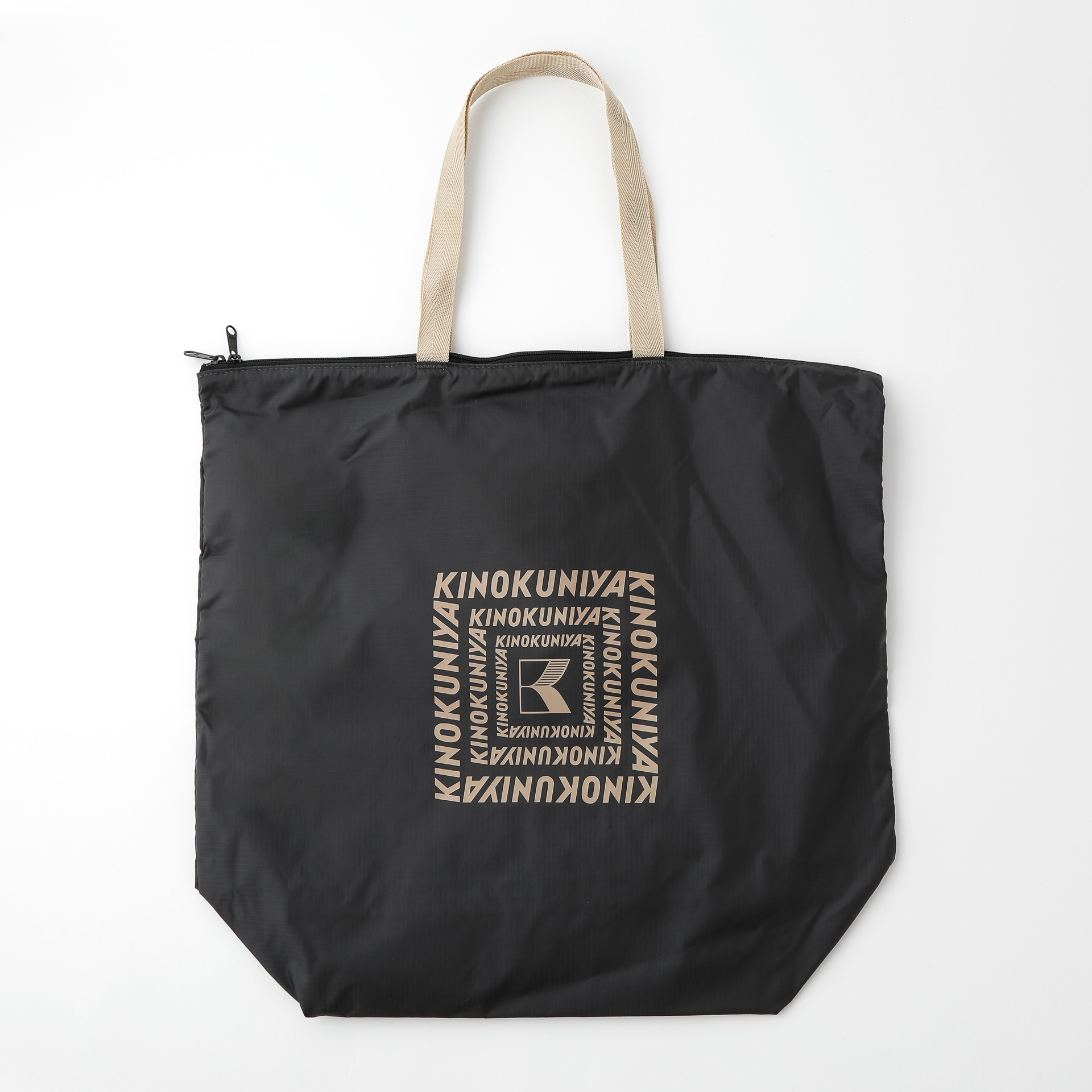 紀ノ国屋 ジップアップポケッタブルバッグ（グレイ）