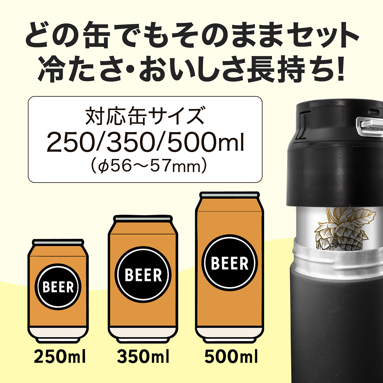 250mL/350mL/500mLの缶に対応