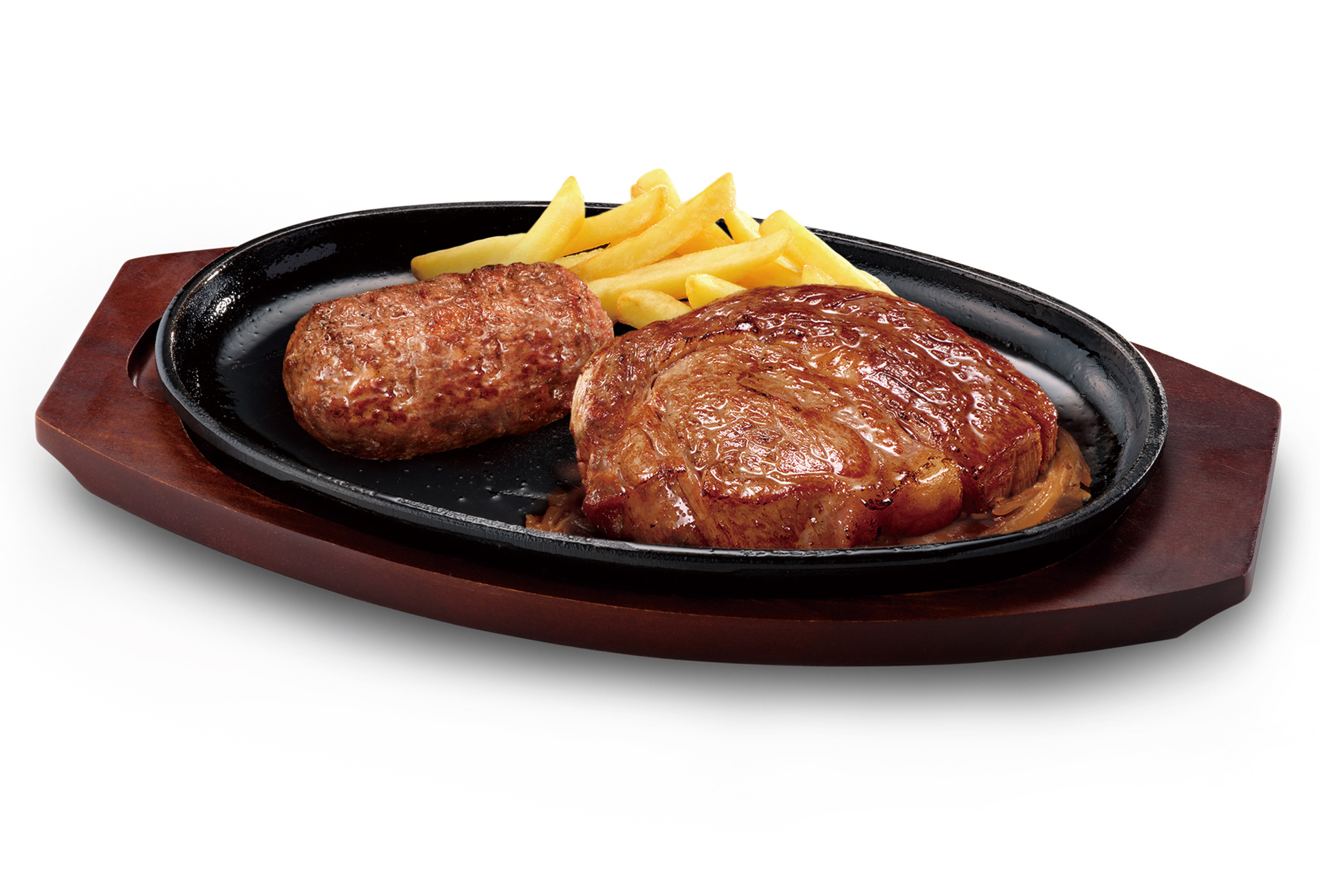 ブロンコおじさんのこだわり炭焼きがんこハンバーグ&炭焼きオーシャンビーフリブロースステーキ 300g（3498円）