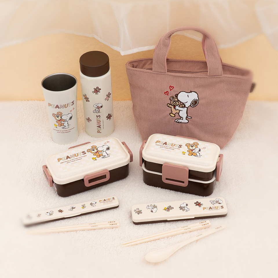 SNOOPY - スヌーピーカフェ　グッズセット　エコバッグ　ボトル くまのぬいぐるみを愛でるスヌーピー「Snoopy＆Cuddly Bears」の