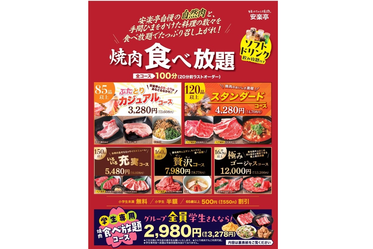 食べ放題の主なコース