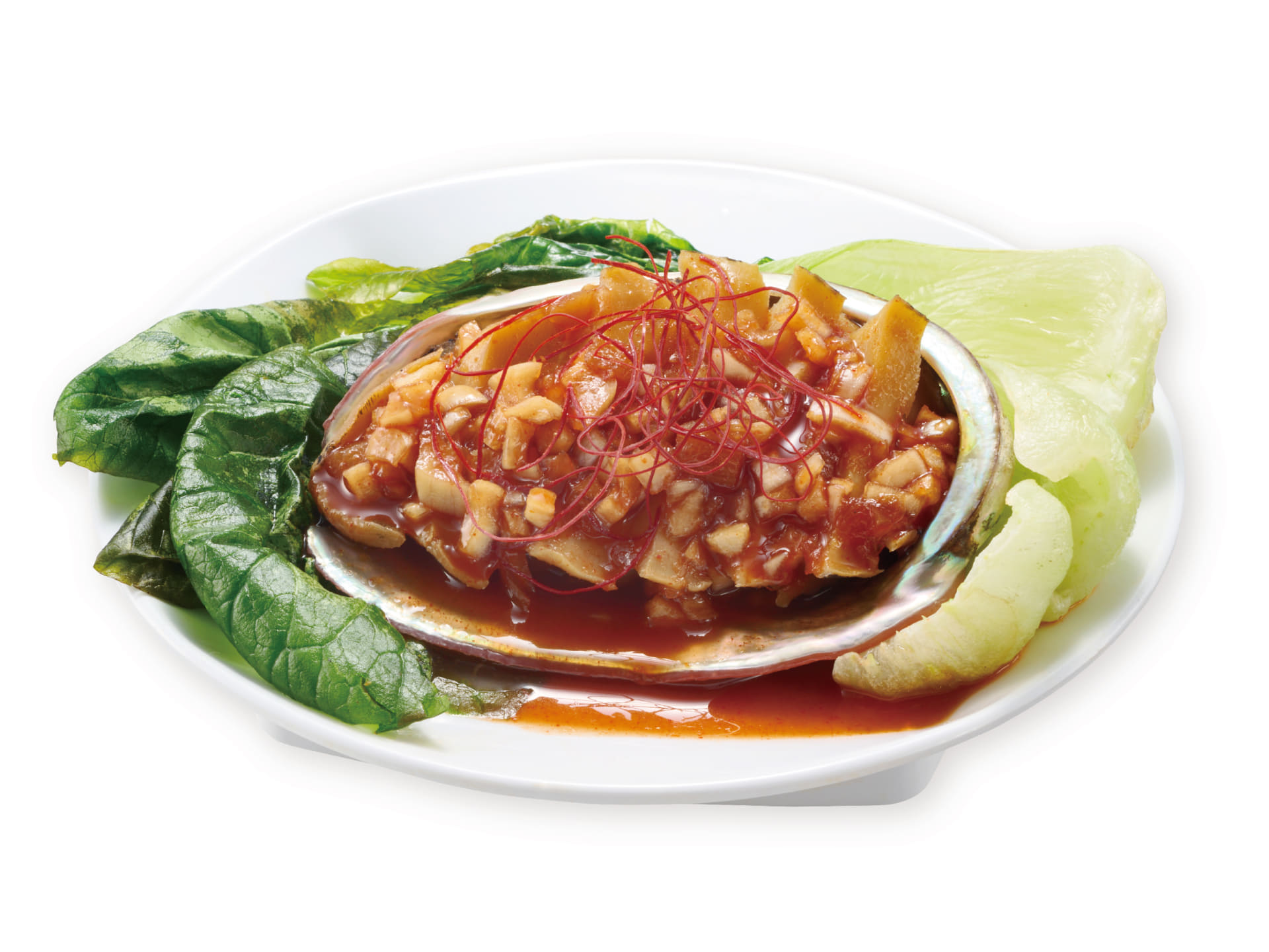 蒸しアワビ オイスターチリソース（大阪・関西万博店 2000円）