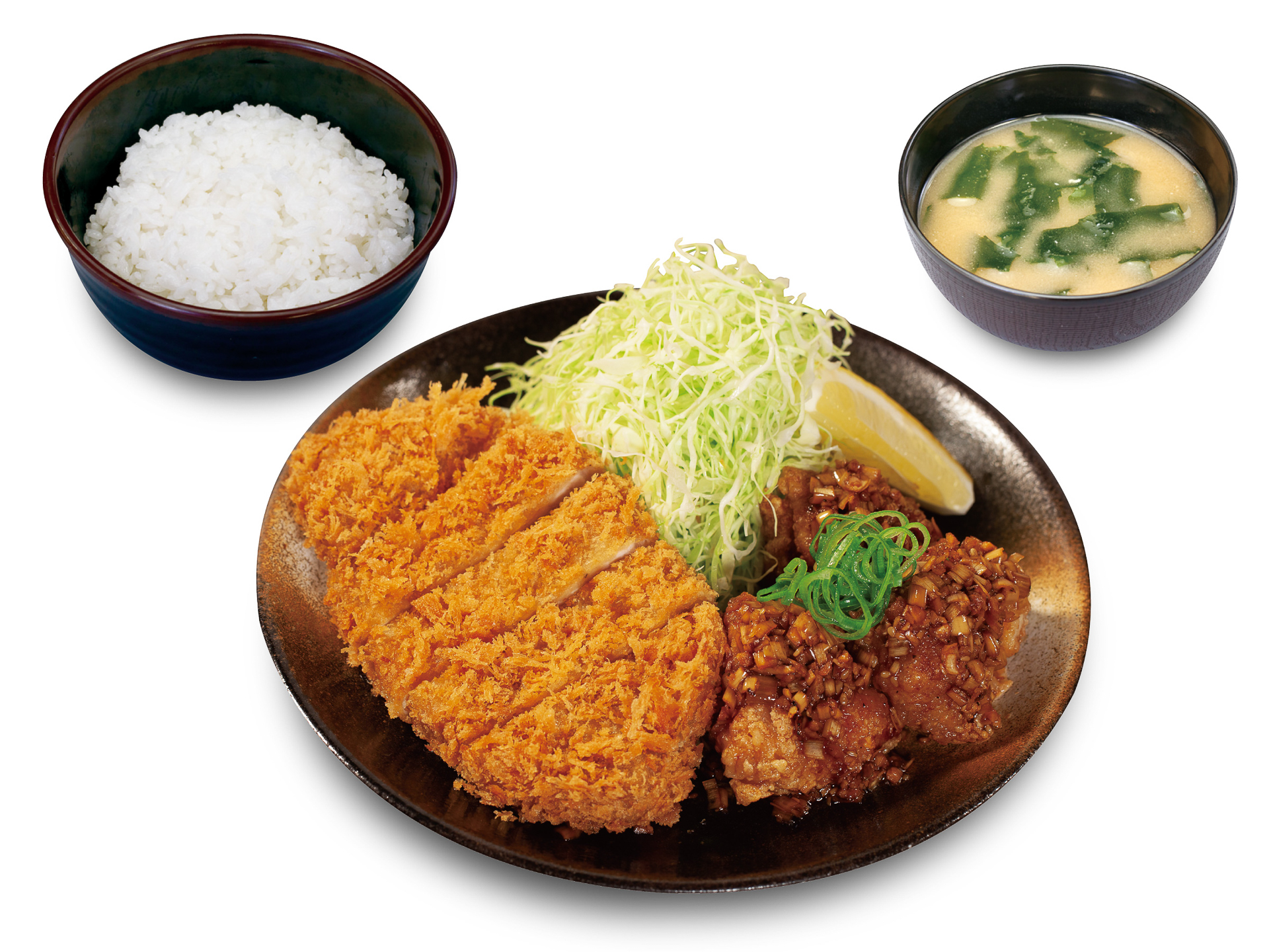 「ロースかつ＆油淋鶏（3個）定食」（1,170円）