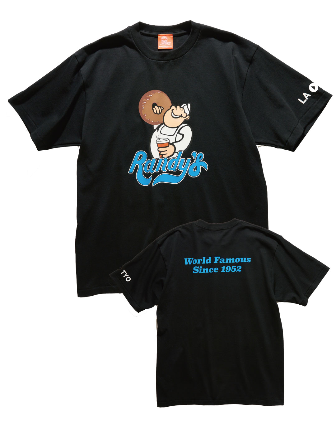 【ランディーズドーナツ 渋谷代官山店限定】「RANDYS BOY BLUE RD LIMITED TEE」（5940円）、サイズ：M/L/XL/XXL、カラー：ブラック