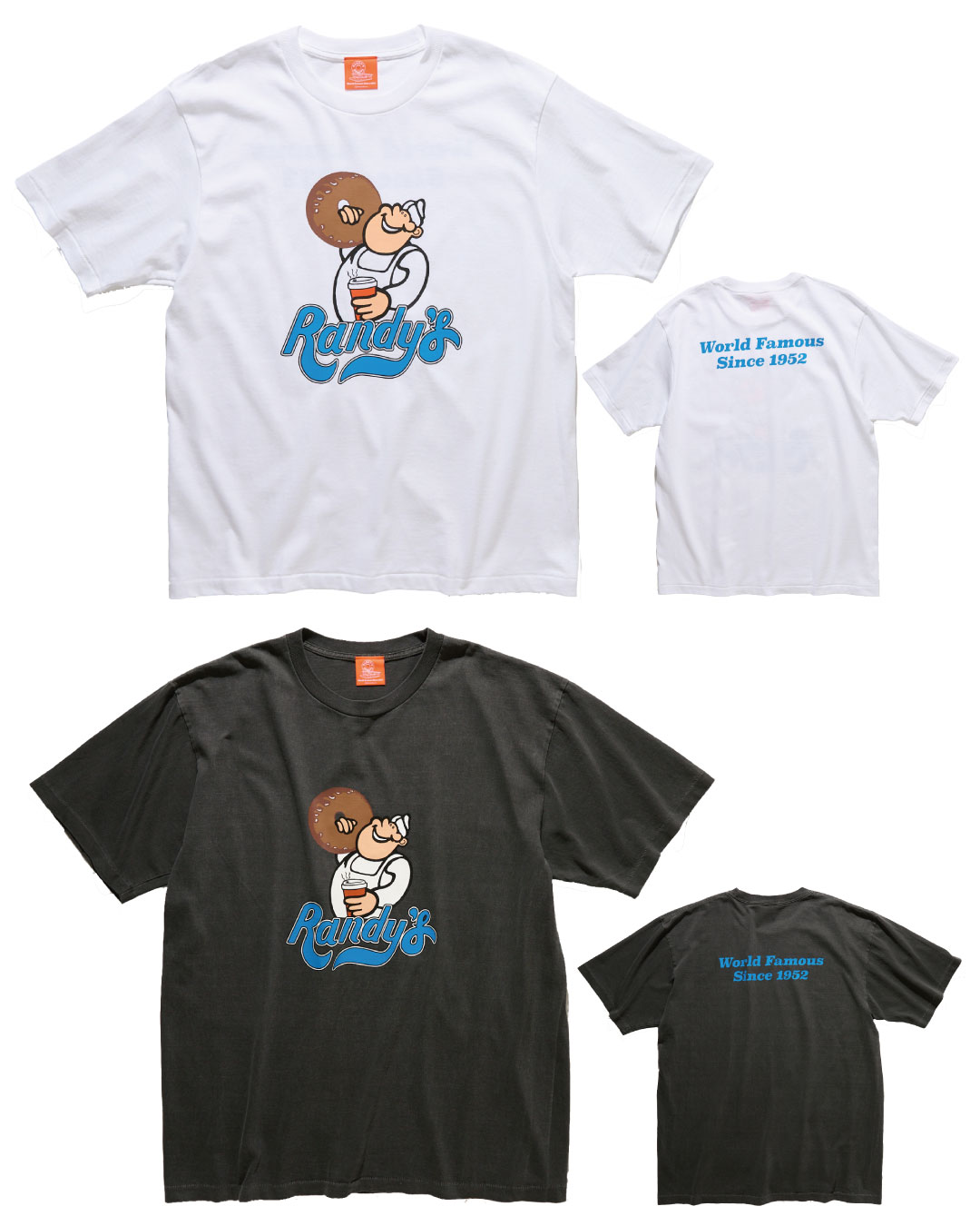「RANDYS BOY BLUE TEE」（5940円）、サイズ：M/L/XL/XXL、カラー：ホワイト/チャコールグレー（Daytona Park、FREAK’S STOREの一部店舗で販売）
