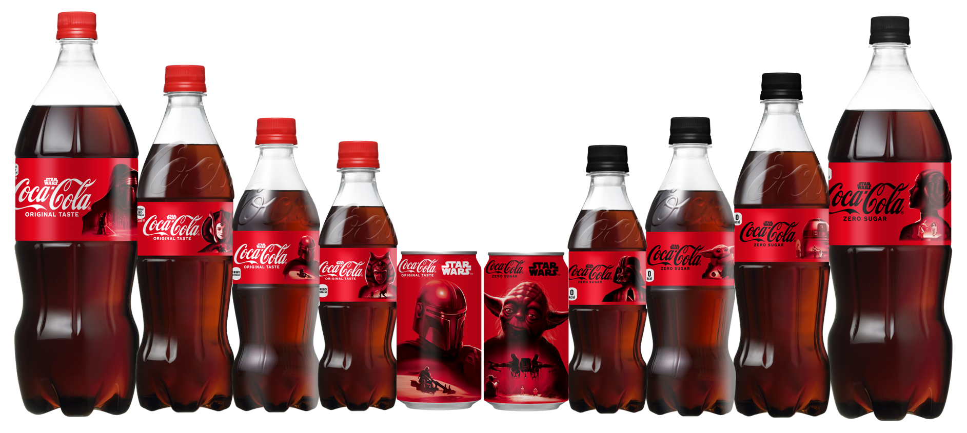 「コカ･コーラ」と「コカ･コーラ セロ」の350mL缶や350mL/500mL/700mL/1Lペットボトルがスター・ウォーズ」のデザインに