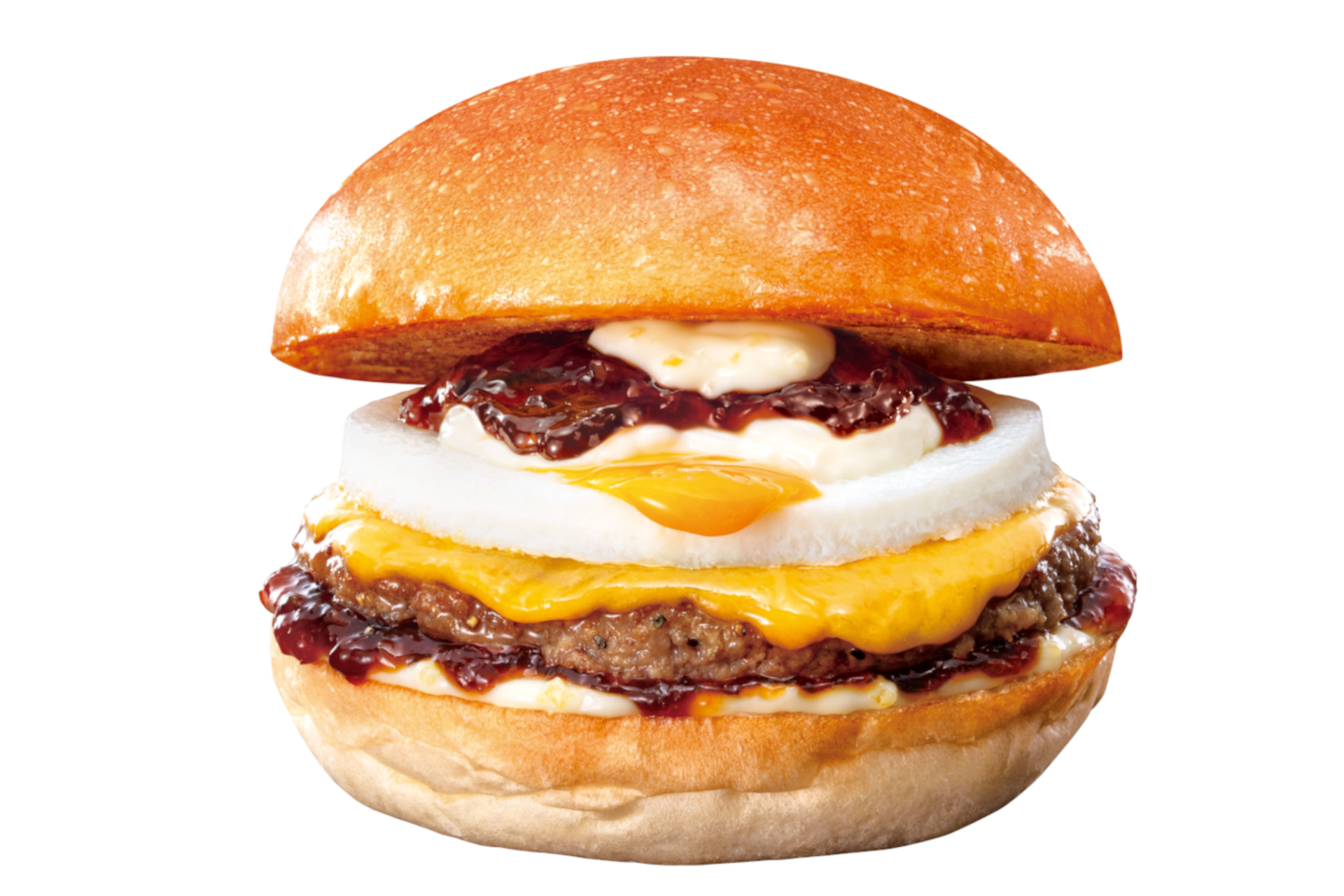 ロッテリア「和風半熟月見 絶品チーズバーガー」（590円）