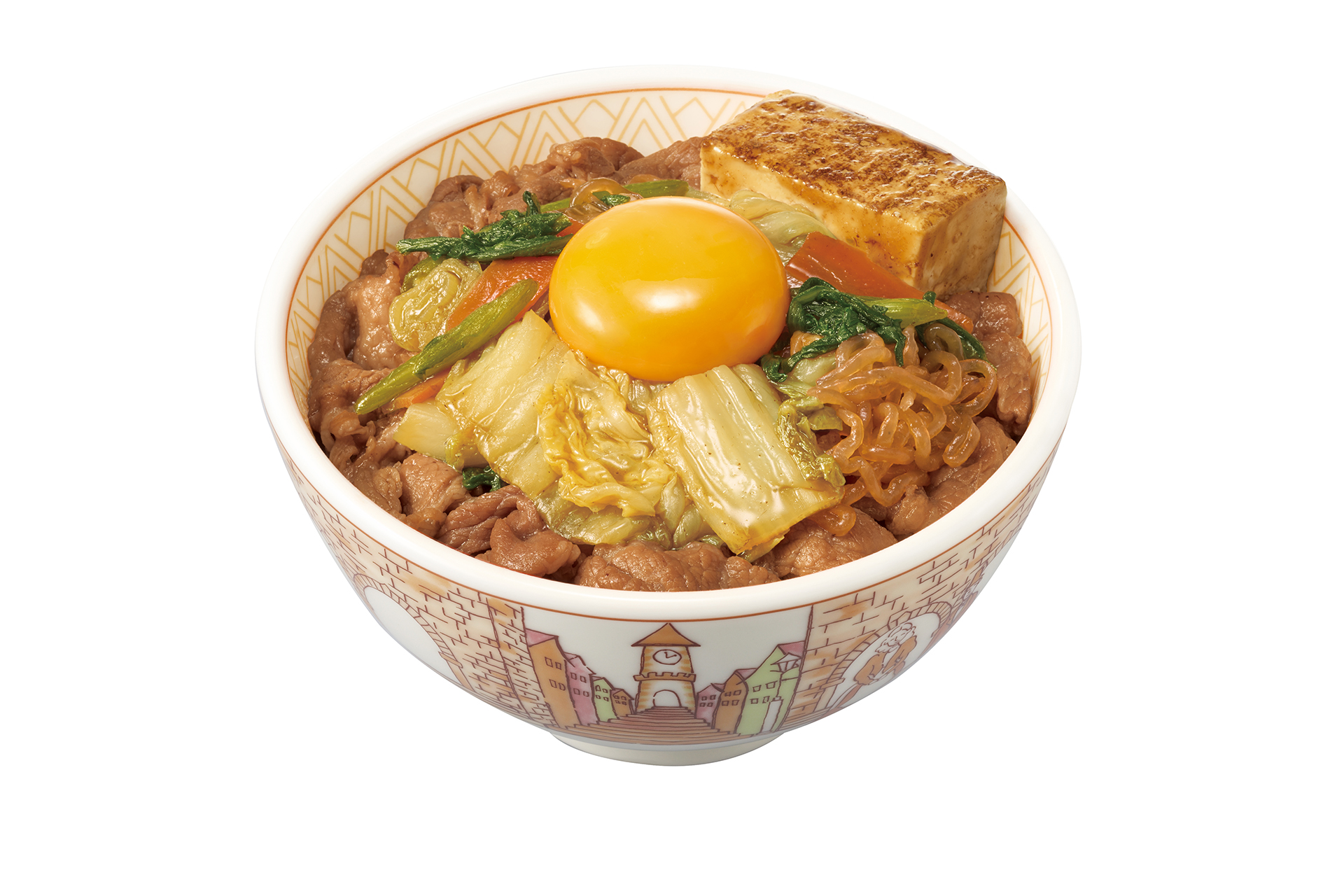 「月見すきやき牛丼」