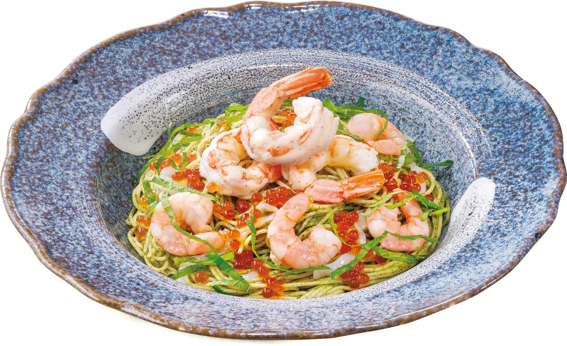 “冷製カッペリーニ”赤エビといくらの大葉ジェノベーゼ