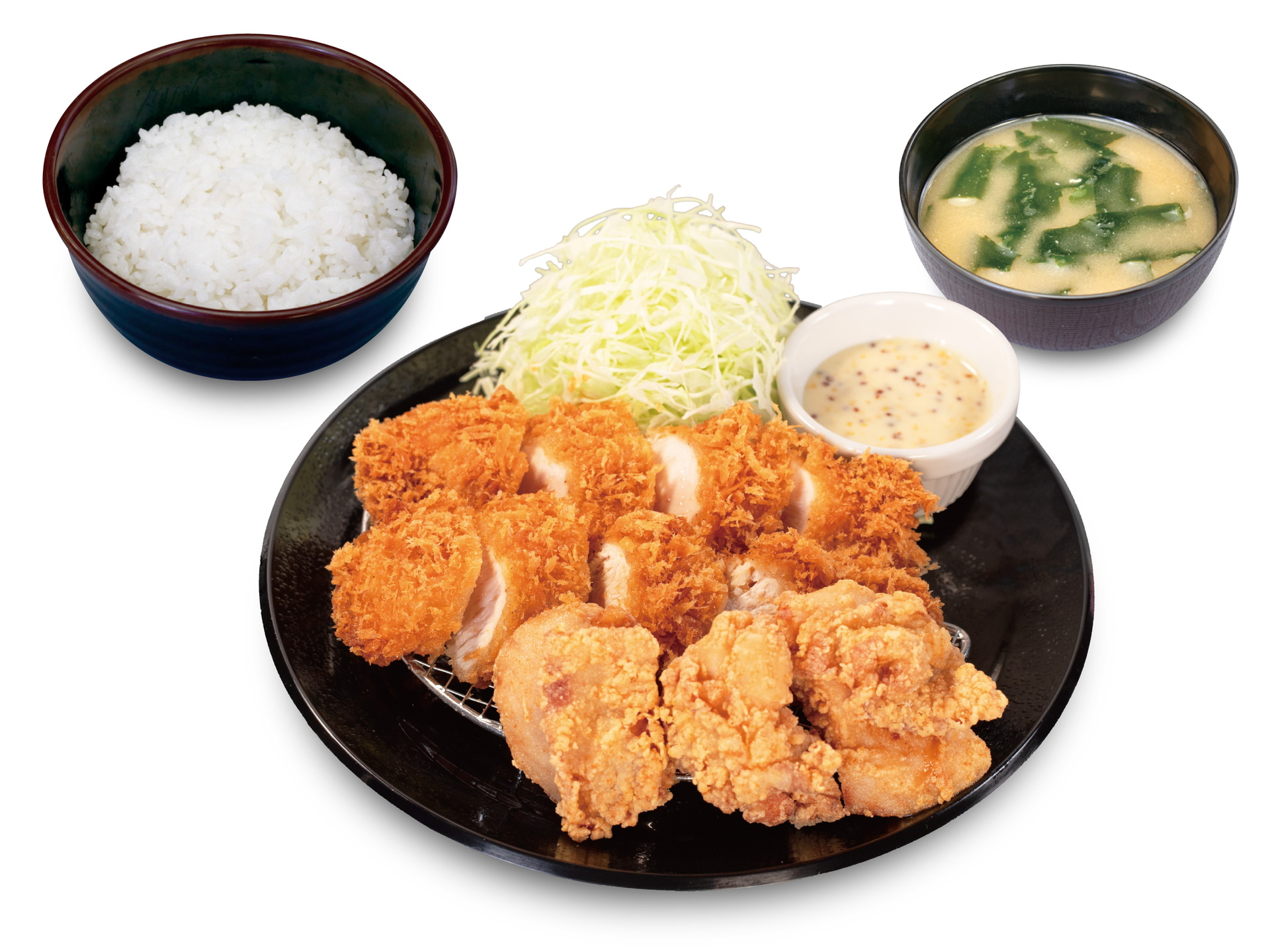 粒マスタードマヨチキンむねかつ＆唐揚げ定食