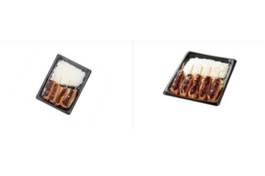左が従来品、右が串カツ大盛！味噌串カツ弁当