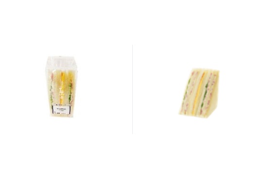 左が従来品、右がハム大盛！サラダハムサンド