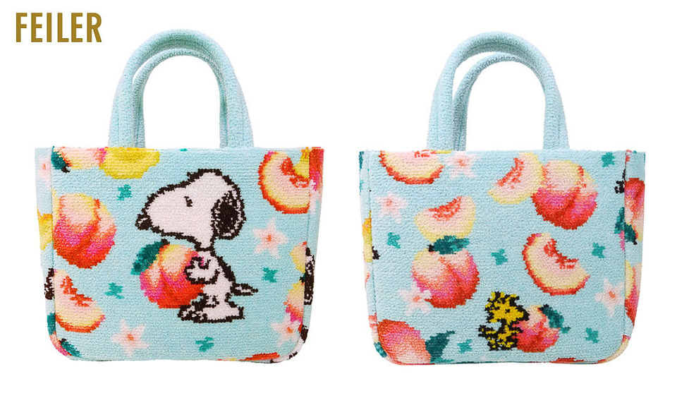 PEANUTS×フェイラー、スヌーピーとピーチの涼しげデザインな