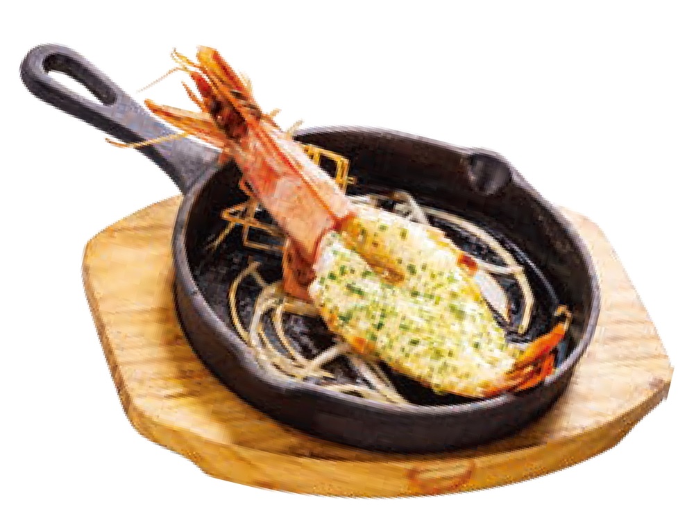 「殻付き海老の香味グリル」（1尾 330円、2尾660円）